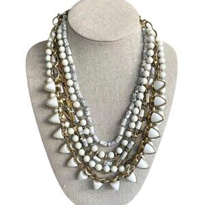 Stella & Dot White Sutton Multi-Layer Statement Necklace